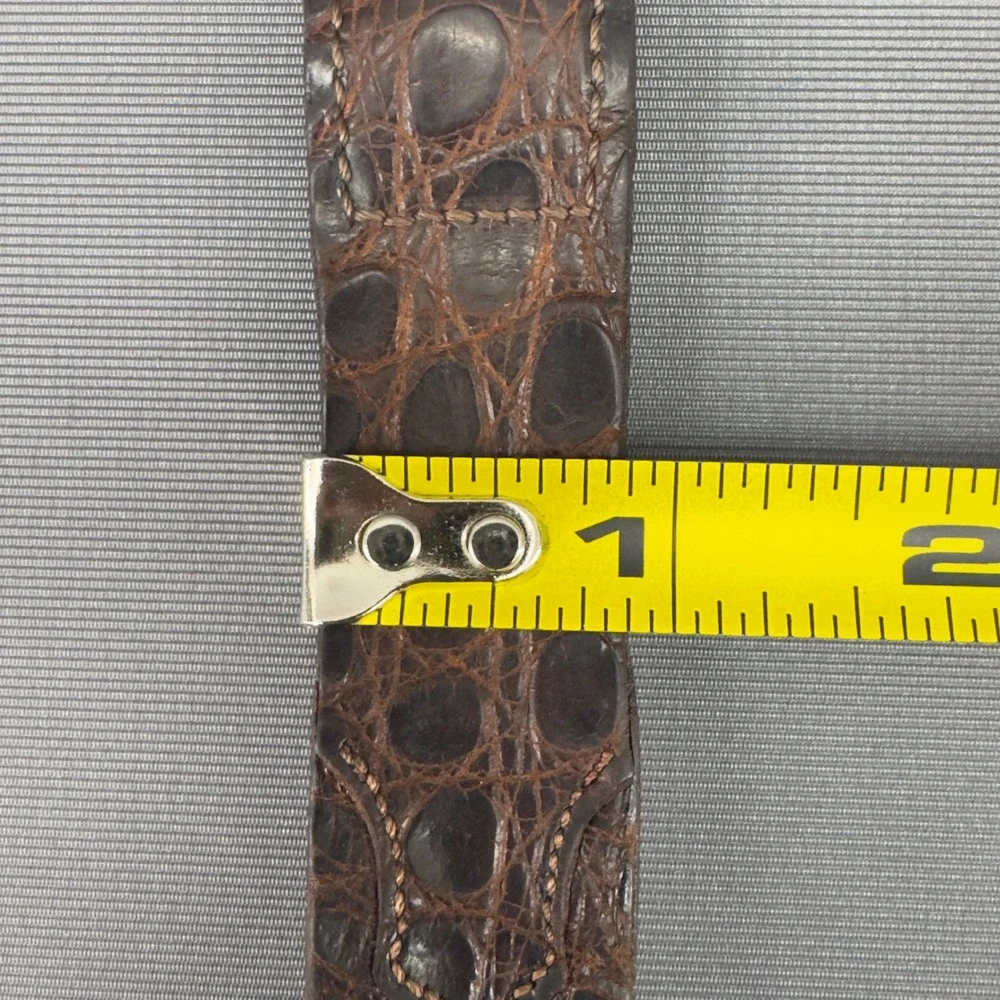 Vintage Expanso‎ Genuine Alligator Belt Brown Lined Cowhide USA Made Size 30